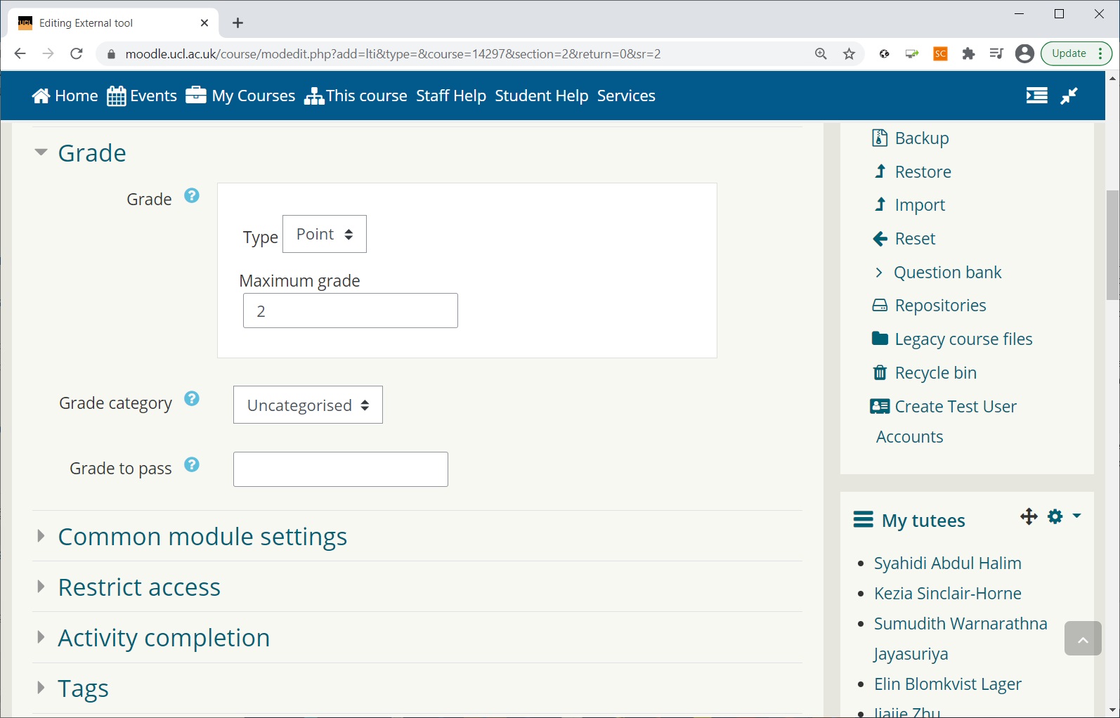 Moodle – Add External tool Manual setup pt 3