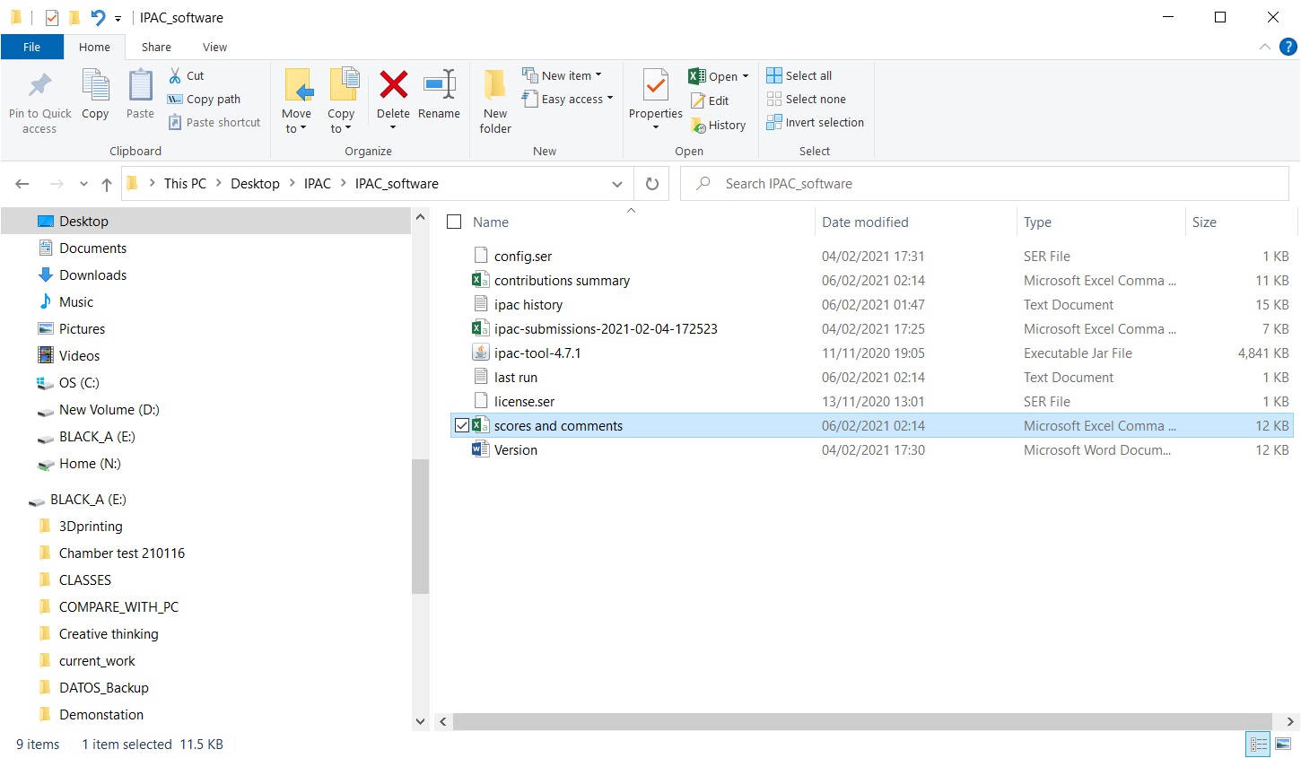 Interaction with the IPAC software