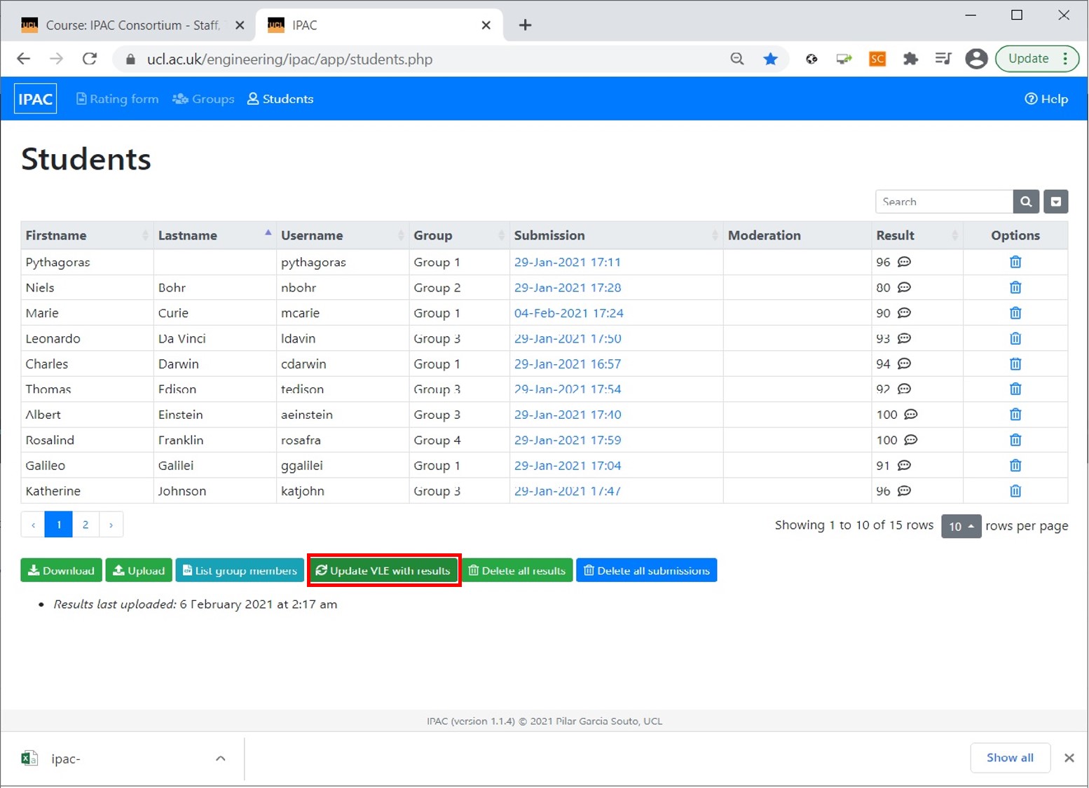 Release results in VLE